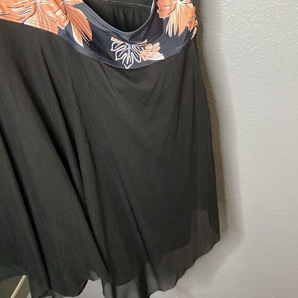 Black and Pink Hawaiian Floral Halter Tankini One Piece Swim Suit Size XL - Picture 10 of 10